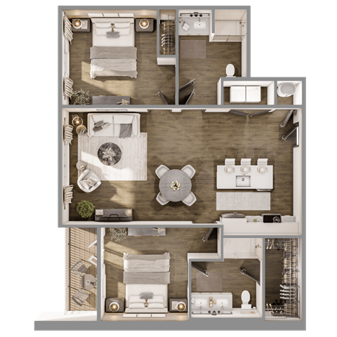 Palm floorplan at The Leo Myrtle Beach, Myrtle Beach, SC.